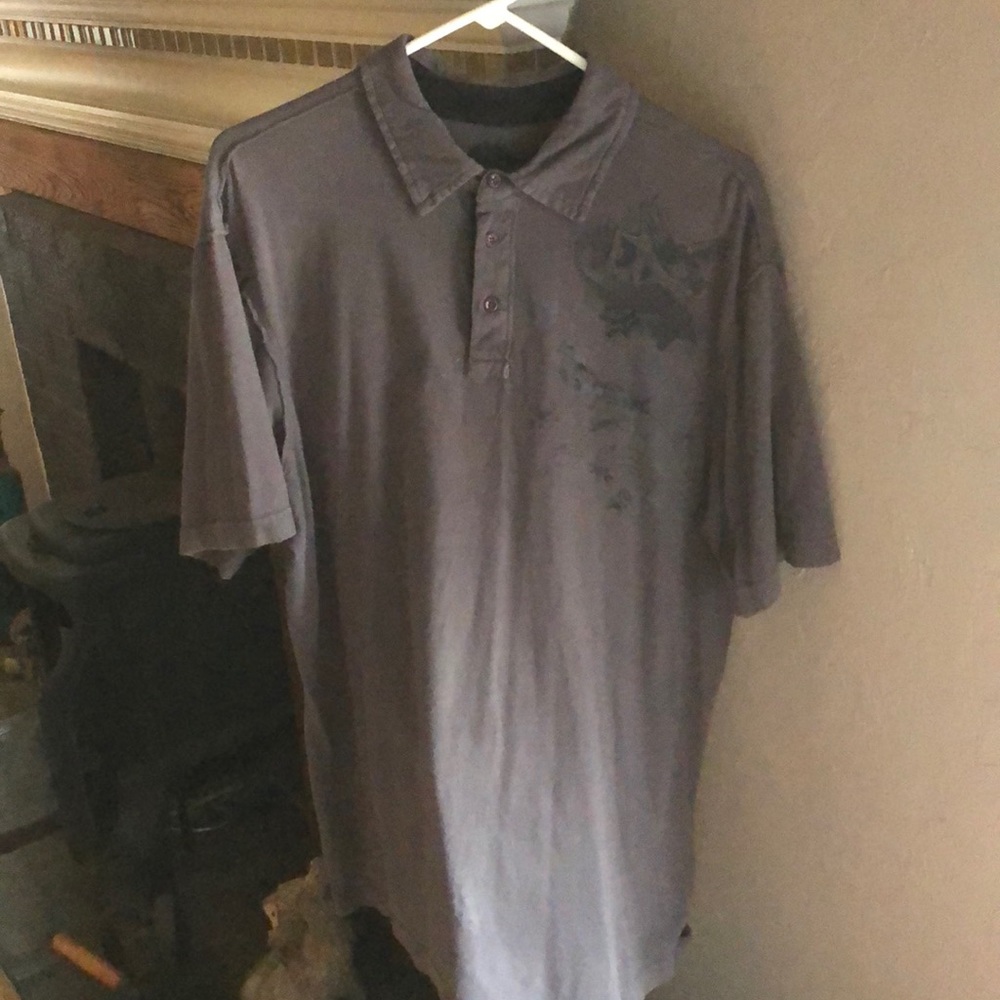 men’s distressed Fox polo